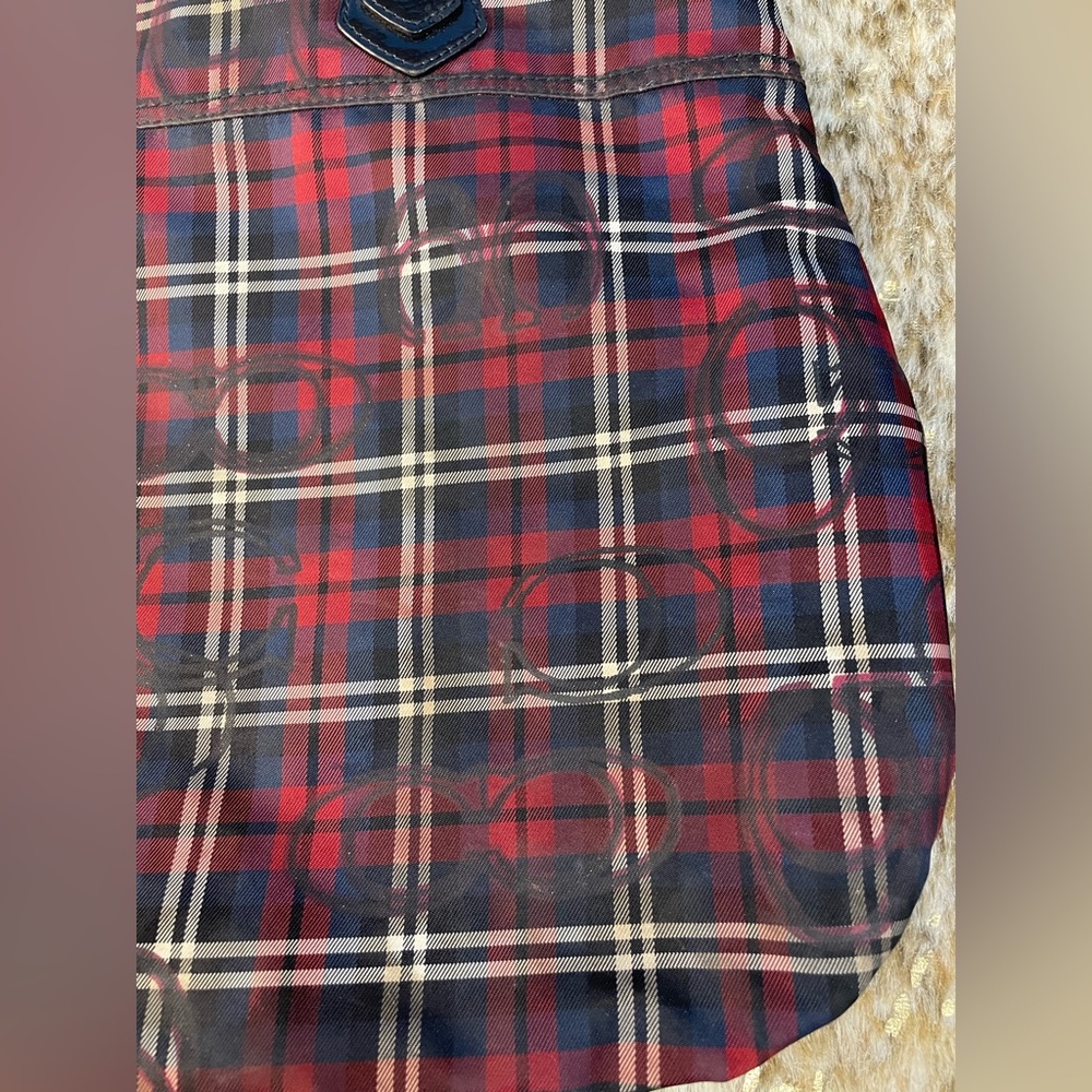Coach Poppy Tartan Red Signature Sateen Plaid Purse - Picture 8 of 16